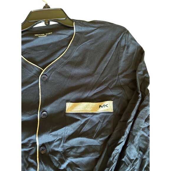 NWT Michael Kors Mens Navy Pajama Top With Contrast Piping Size M luxory comfy - Picture 3 of 6